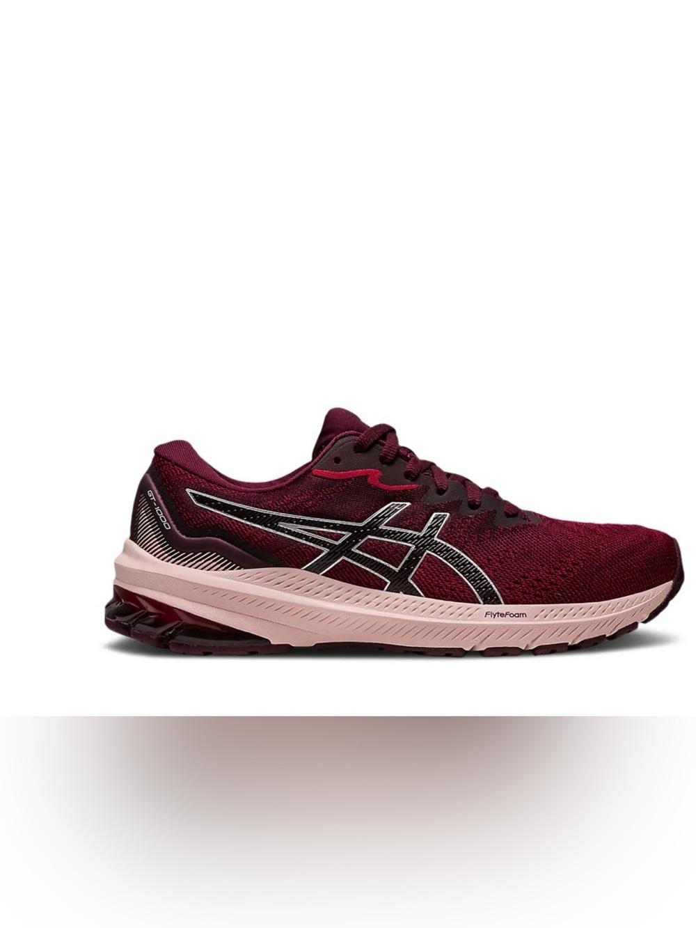 Asics Women’s Burgundy Running Shoe with Pink Midsole